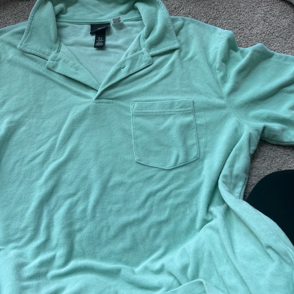 H&M terry cloth bright Mint/teal Pullover with Patch Pocket